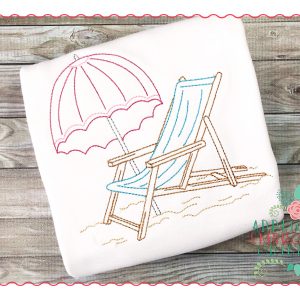 284 Vintage Beach Chair Bean Stitch Embroidery Design