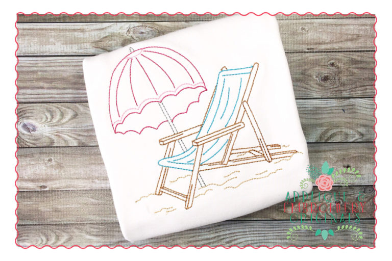 284 Vintage Beach Chair Bean Stitch Embroidery Design