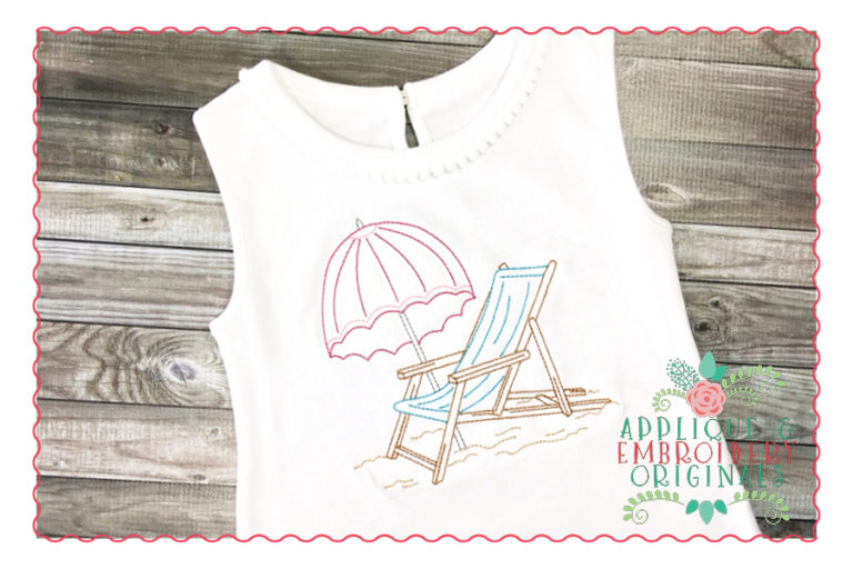 284 Vintage Beach Chair Bean Stitch Embroidery Design - Image 2