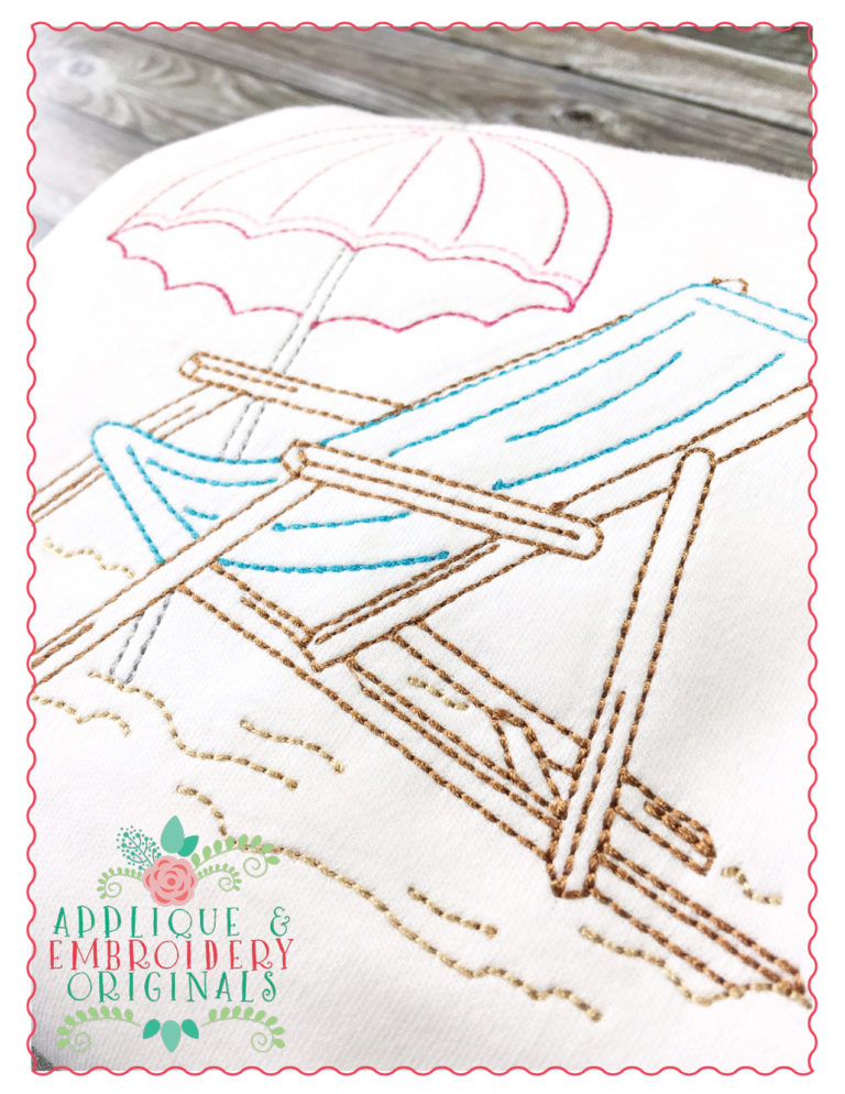 284 Vintage Beach Chair Bean Stitch Embroidery Design - Image 3