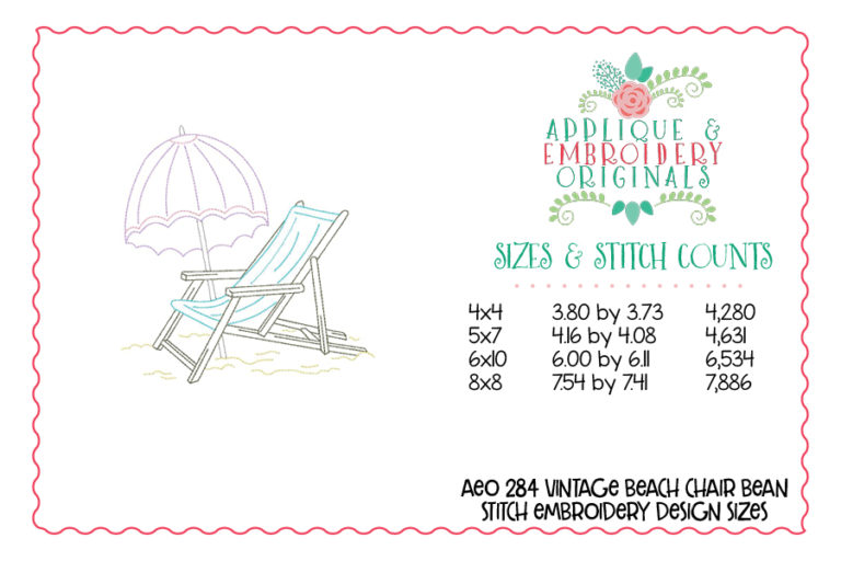 284 Vintage Beach Chair Bean Stitch Embroidery Design - Image 5