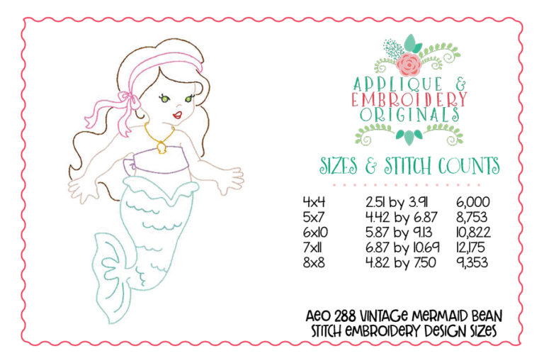 288 Vintage Mermaid Bean Stitch Embroidery - Image 4