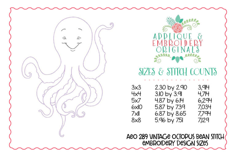 289 Vintage Octopus Bean Stitch Embroidery Design - Image 4