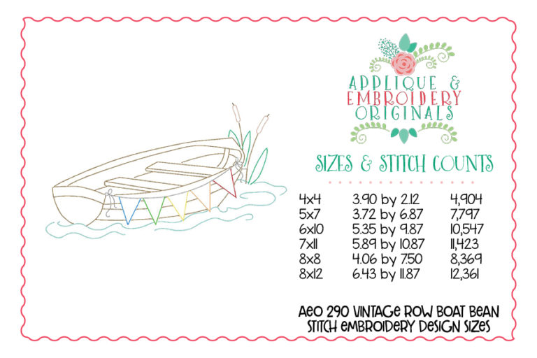 290 Vintage Rowboat Bean Stitch Embroidery Design - Image 3