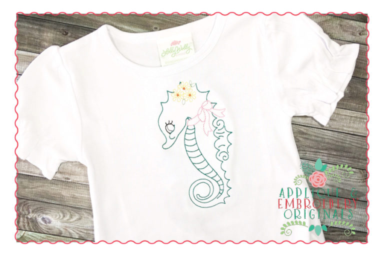 291 Vintage Seahorse Bean Stitch Embroidery Design - Image 3