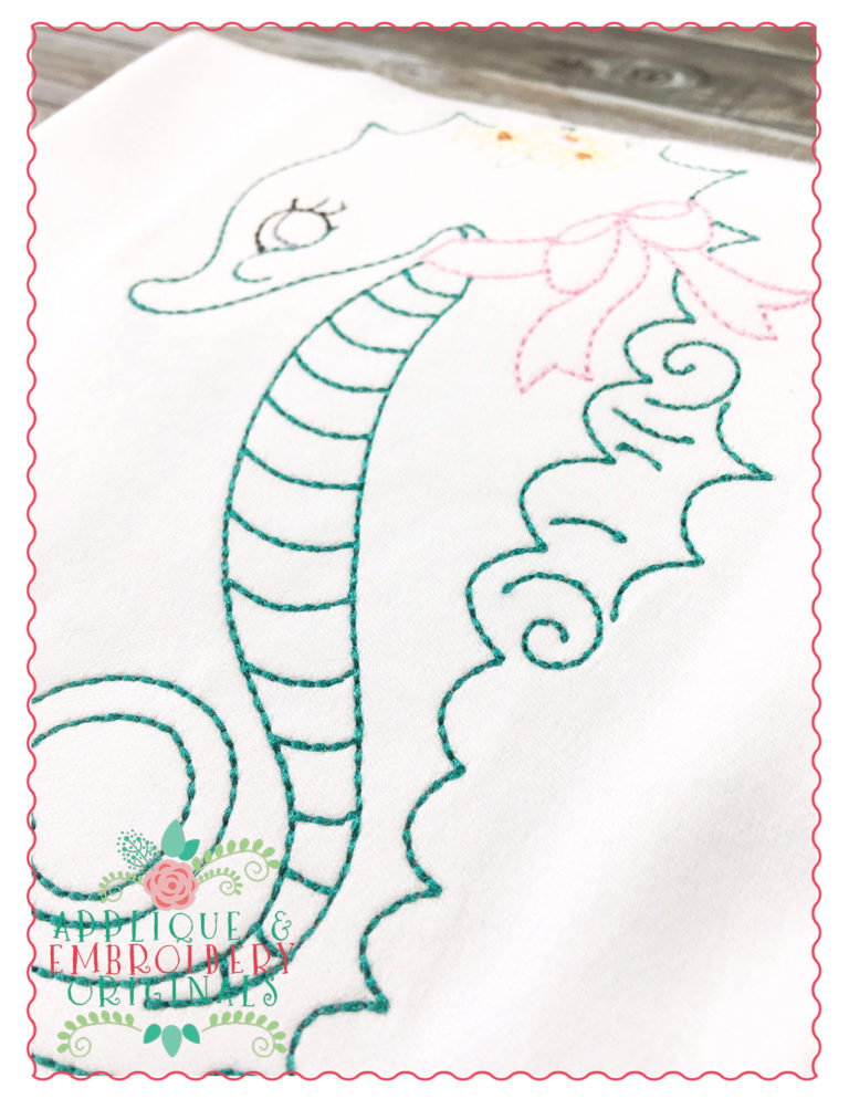 291 Vintage Seahorse Bean Stitch Embroidery Design - Image 2