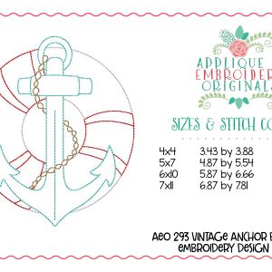 293 Vintage Anchor Preserver Bean Stitch Embroidery Design