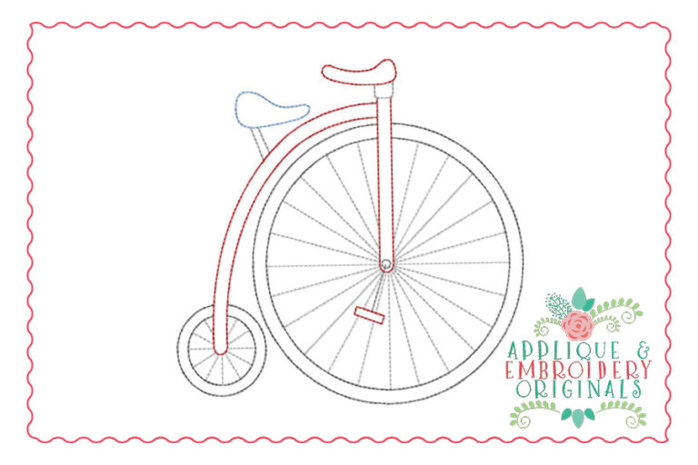 294 Vintage Bike Bicycle Bean Stitch Embroidery Design