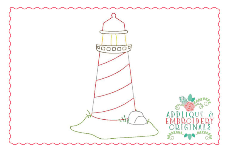 295 Vintage Lighthouse Bean Stitch Embroidery Design