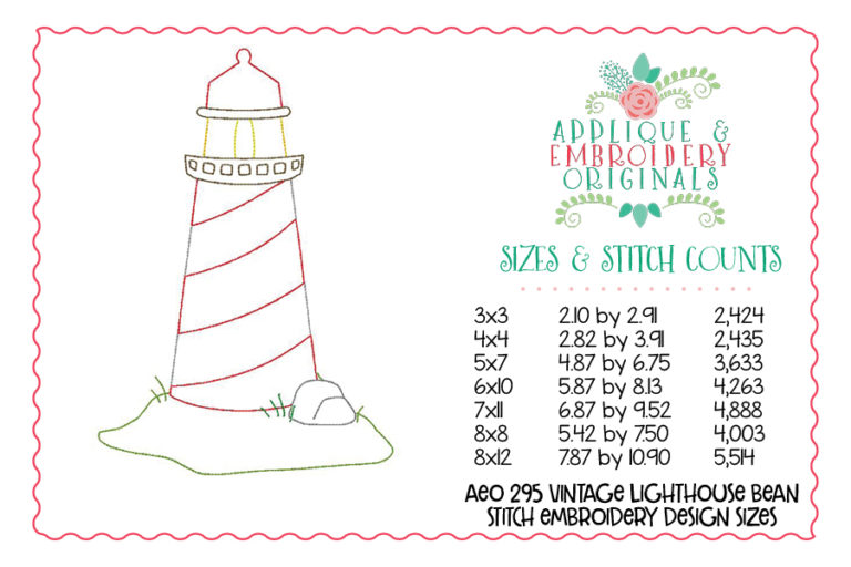 295 Vintage Lighthouse Bean Stitch Embroidery Design - Image 2