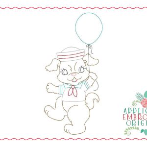 296 Vintage Sailor Dog Quick Bean Stitch Embroidery Design