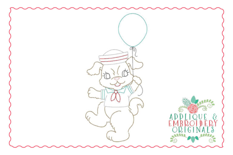 296 Vintage Sailor Dog Quick Bean Stitch Embroidery Design