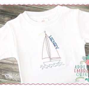 297 Vintage Sailboat Bean Stitch Embroidery Design