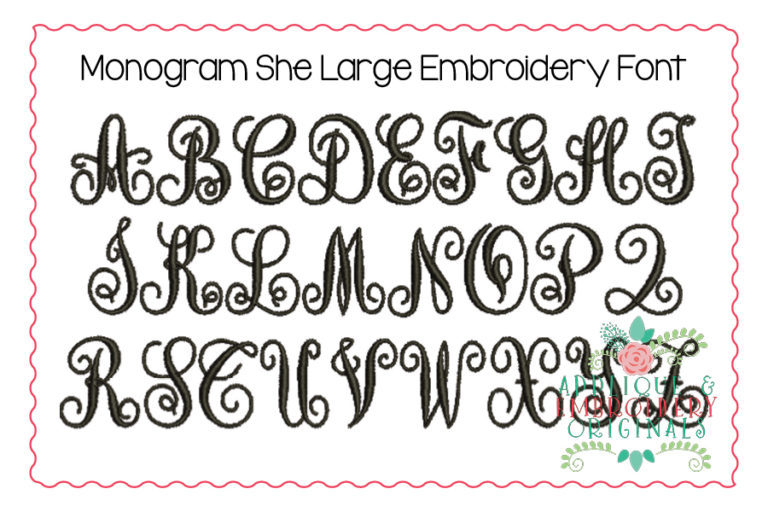 298 Monogram She (Large) Embroidery Font