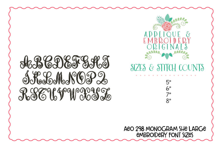 298 Monogram She (Large) Embroidery Font - Image 2