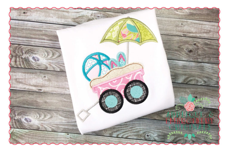 300 Beach Wagon Flip Flops Ball Applique Design