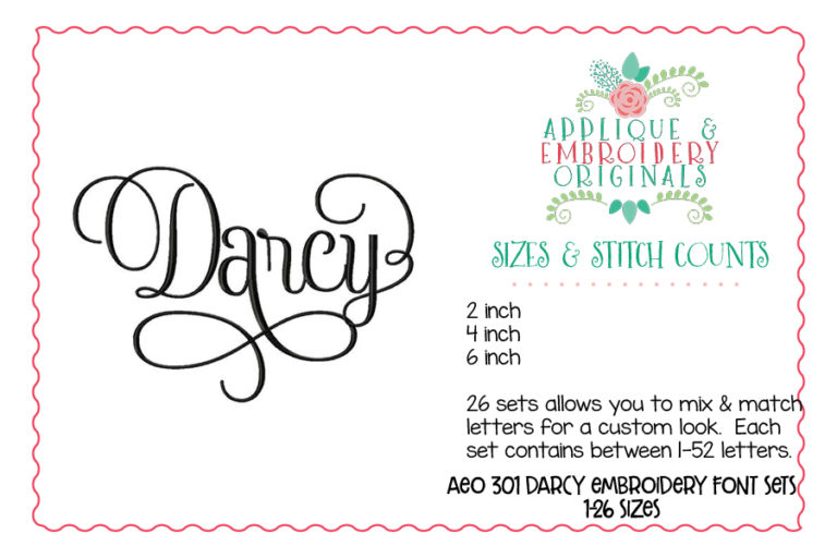 301 Darcy Font with Alternates Embroidery Font - Image 6