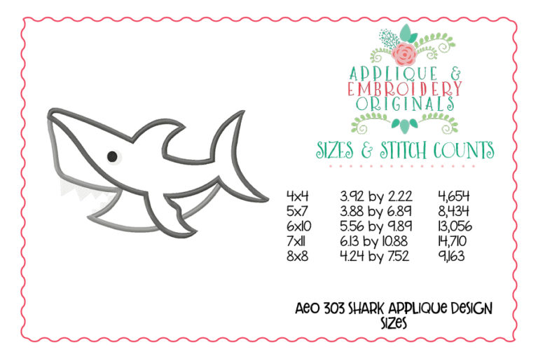 303 Shark Applique Design - Image 3