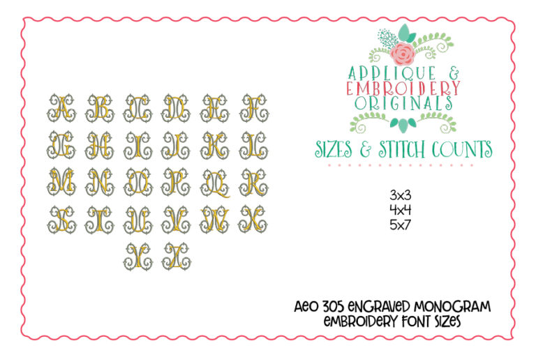 305 Engraved Monogram Embroidery Font - Image 3