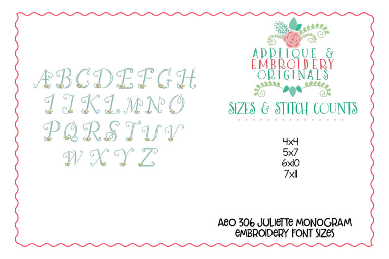 306 Juliette Floral Monogram Embroidery Font - Image 2