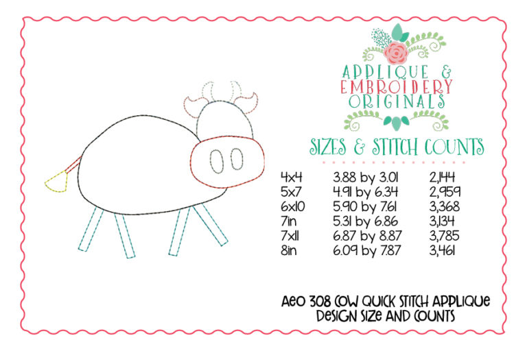 308 Cow Farm Barnyard Simple Stitch Applique Design - Image 3