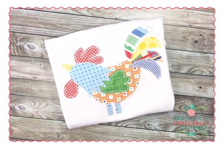311 Rooster Barnyard Simple Stitch Applique Design