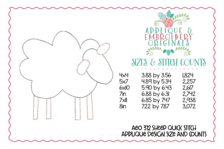 312 Sheep Barnyard Simple Stitch Applique Design - Image 2