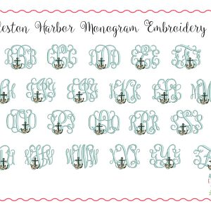 317 Charleston Harbor Anchor with Bow Monogram Embroidery Font