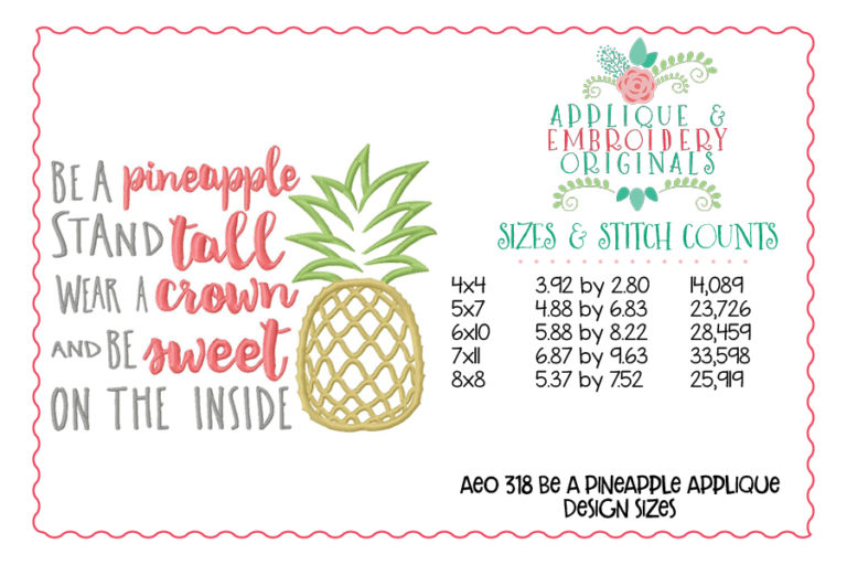 318 Be a Pineapple Sweet Crown Applique Design - Image 3