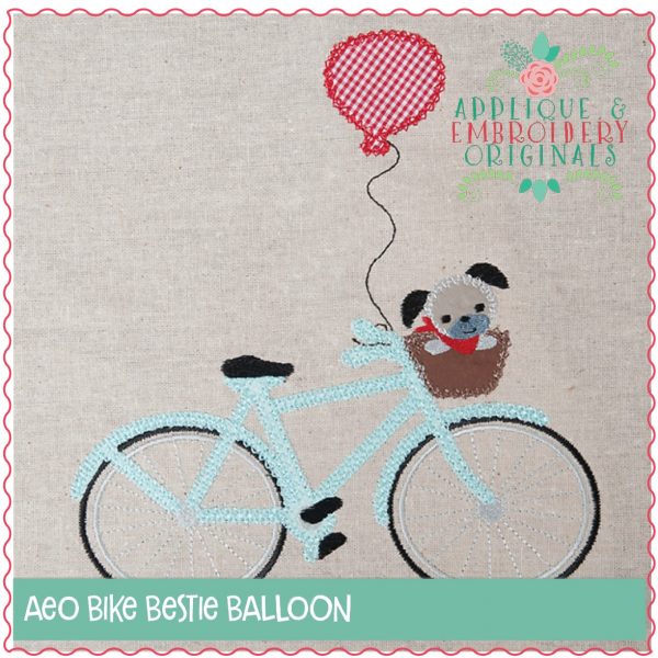 320 Bike Bicycle Pup Bestie Balloon Applique Design - Image 2