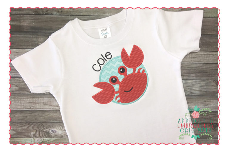 321 Crab in Circle Beach Patch Applique Design - Image 2