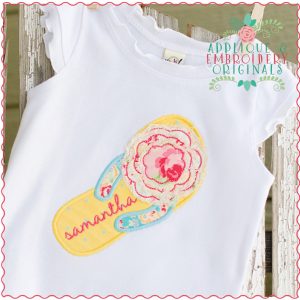 322 Frayed Flower Flip Flop Summer Applique Design