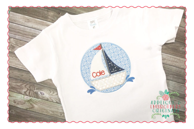325 Sailboat Vintage Patch Applique Design - Image 3