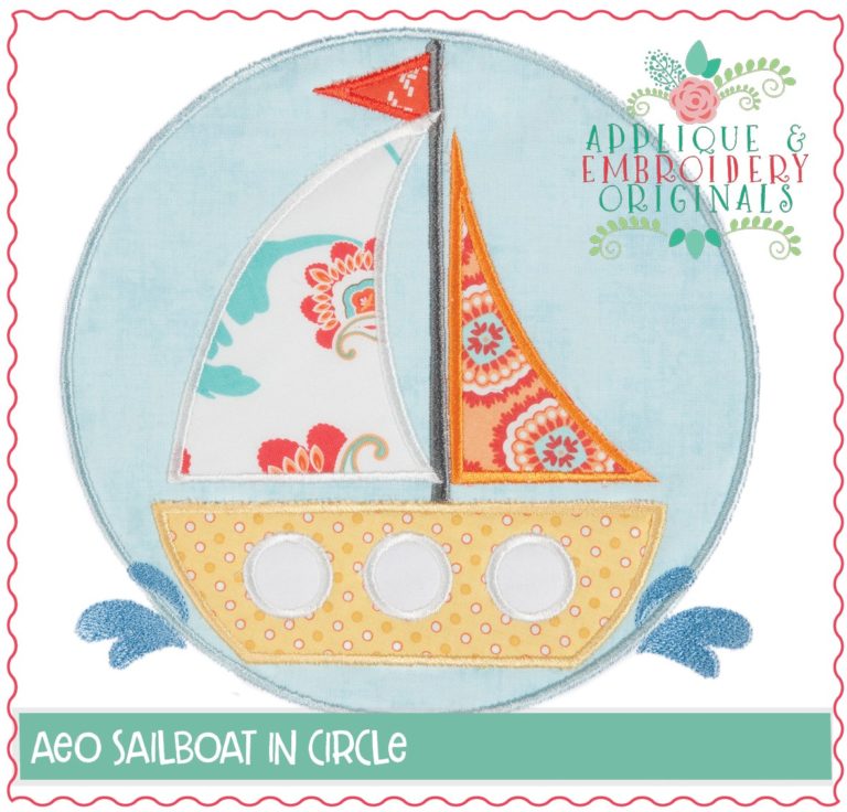 325 Sailboat Vintage Patch Applique Design - Image 2
