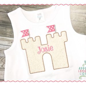 326 Vintage Sandcastle with Ribbon Flags Applique Design