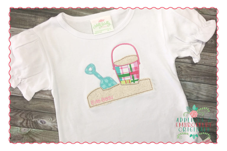 327 Shovel and Pail in Sand Vintage Applique Design - Image 3