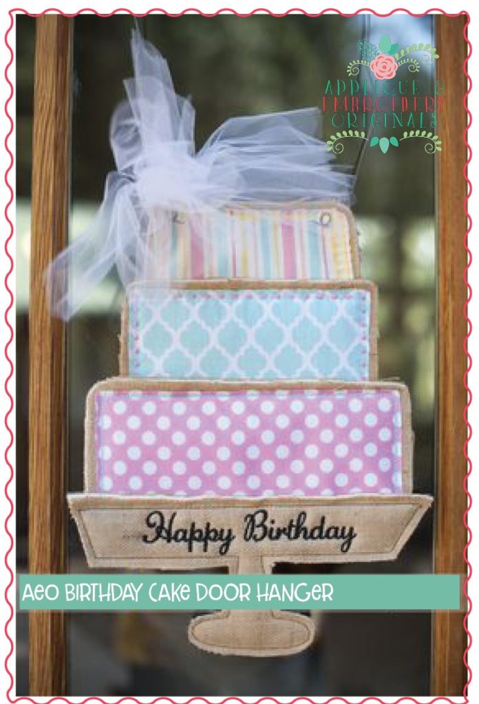 328 Birthday Cake Wedding Door Hanger In-The-Hoop Applique Design - Image 2