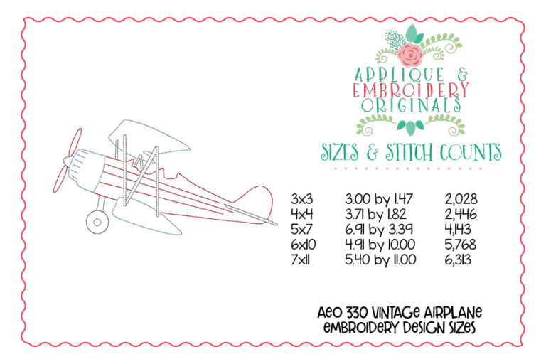 330 Vintage Airplane Plane Bean Stitch Embroidery Design - Image 2