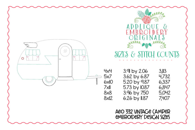 332 Vintage Camper Camping Bean Stitch Embroidery Design - Image 3