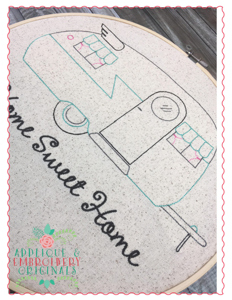 332 Vintage Camper Camping Bean Stitch Embroidery Design - Image 2