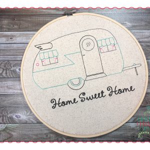 332 Vintage Camper Camping Bean Stitch Embroidery Design