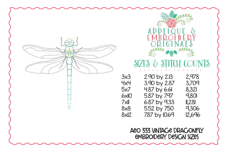 333 Vintage Dragonfly Insect Bean Stitch Embroidery Design - Image 3