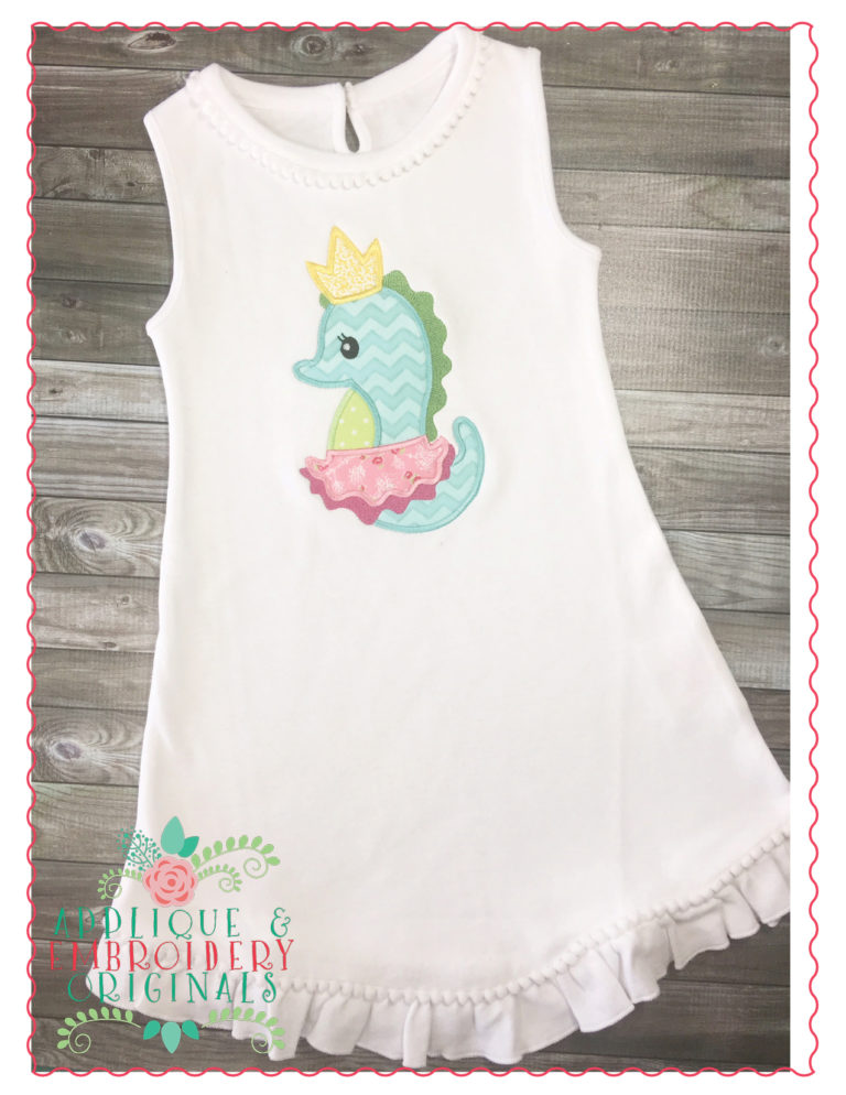 336 Princess Seahorse Applique Design - Image 3