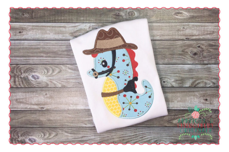 338 Seahorse Cowboy Applique Design