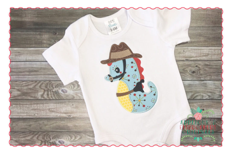 338 Seahorse Cowboy Applique Design - Image 3