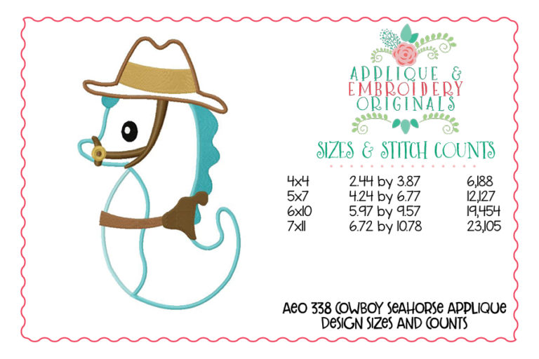 338 Seahorse Cowboy Applique Design - Image 4