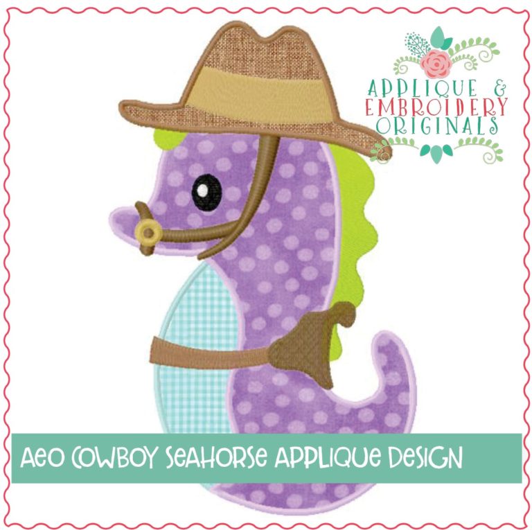 338 Seahorse Cowboy Applique Design - Image 2