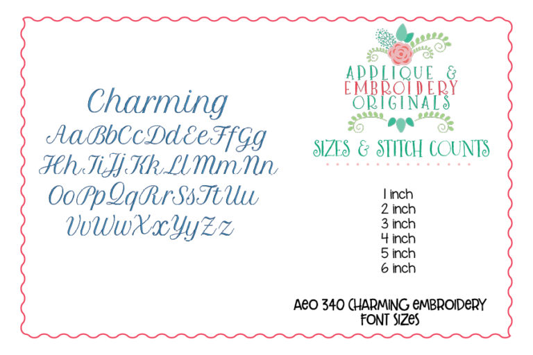 340 Charming Script Embroidery Font - Image 3