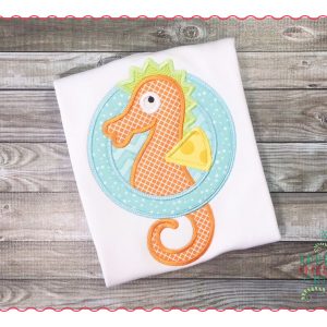 340 Seahorse in Circle Applique Design