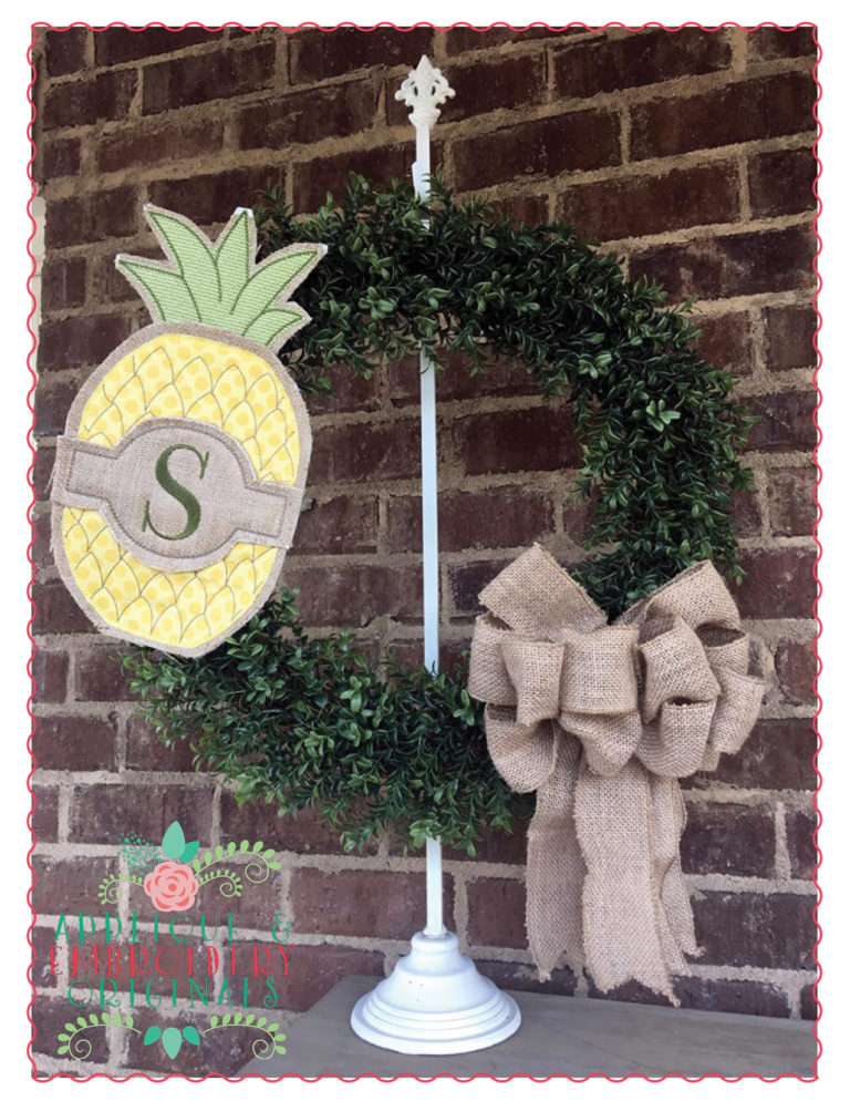 342 Pineapple Door Hanger In-The-Hoop Applique Design - Image 2